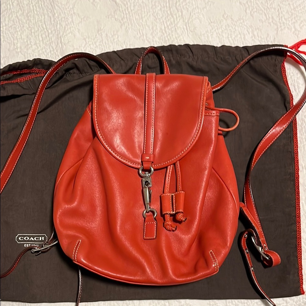 Coach Red Leather Backpack Purse
